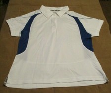 908B4 Champion H317 Womens Double Dry Collared Shirt LG White Royal NWOT