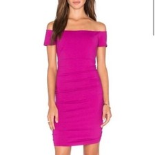 Susana Monaco Jona Magenta Purple Off The Shoulder Bodycon Mini Dress Size XS