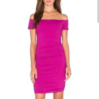 Susana Monaco Jona Magenta Purple Off The Shoulder Bodycon Mini Dress Size XS