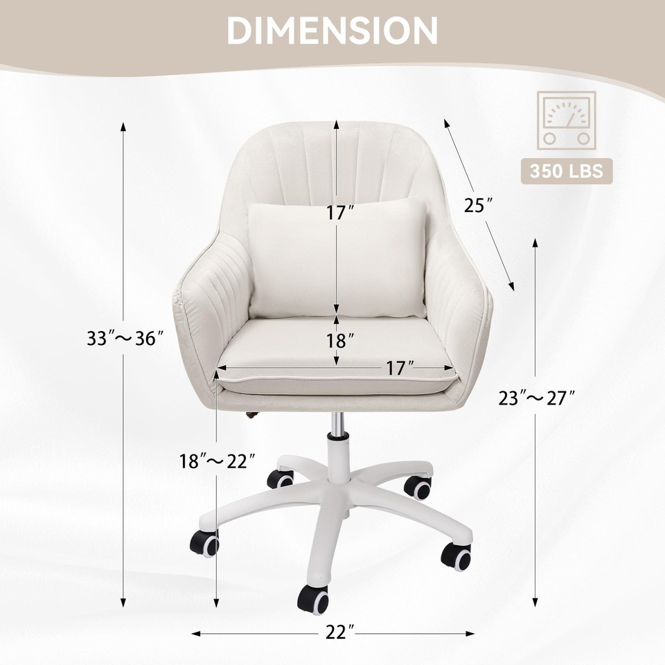 Velvet Fabric Executive Swivel Office Chair Adjustable Height