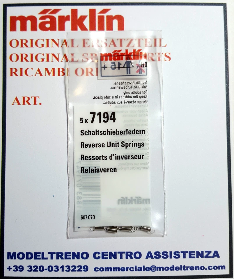 MARKLIN  7194 200330  MOLLA  RELE' (5 pz.)   SCHALTSCHIEBERFEDER  (5 St.)   