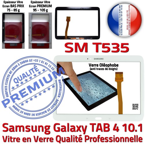 Vitre Tactile Complète Blanche Samsung SM T535 TAB4 Adhésif Écran Complet Blanc - Photo 2/5