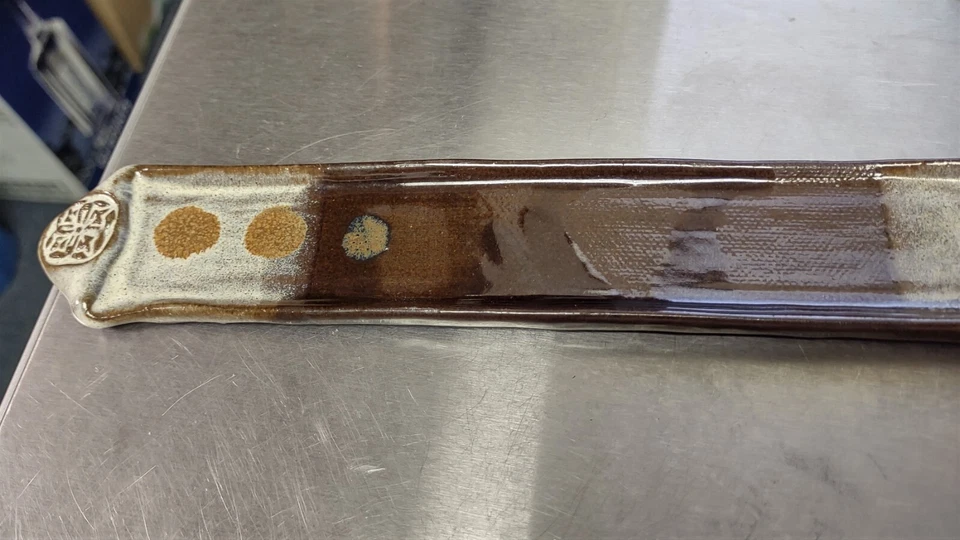 Queimador de incenso de cerâmica suporte de cone bastão apanhador de cinzas flor nas alças 8,75" - Imagem 4 de 4