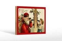 Holzschild Weihnachten Geschenke Santa Claus 18X12 Cm Deko Schild