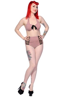 Banned DUSTY PINK Polka Dots Fifties Pin Up BIKINI