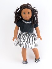 NEW~black & white Zebra print dress fits 18"AMERICAN FASHION GIRL DOLLS $$$ SALE