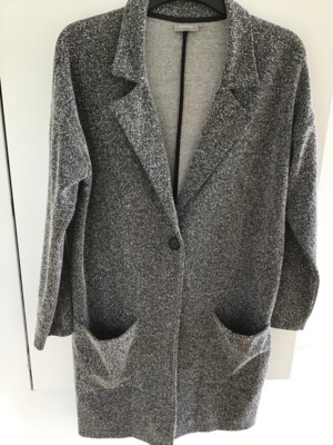 fransa strickmantel blazer cardigan S boucle grau meliert comfy chic business