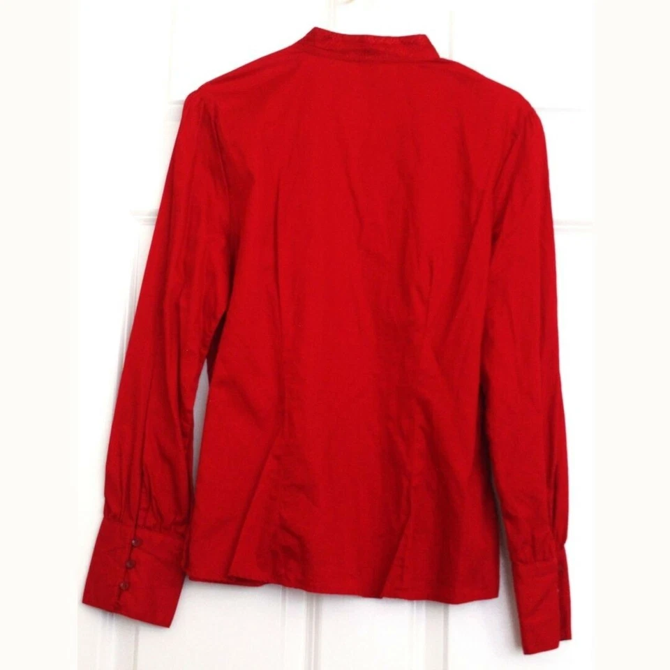 Top túnica campesina Kenar manga larga bordado cuello alto rojo talla XL nuevo rojo Foto 2 de 4