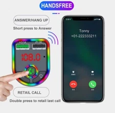 1934 2021 Ambient Light Bluetooth 5.0 FM Transmitter Car MP3 Player Wireless Han