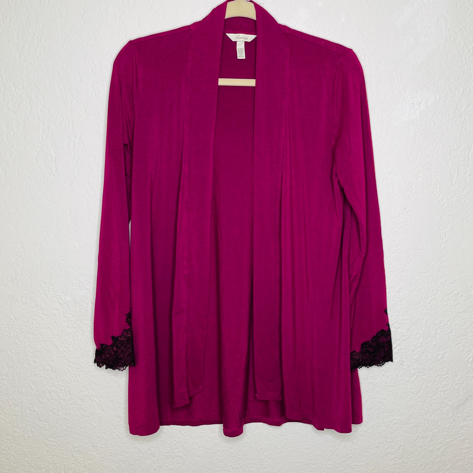 Soft Stretchy Pink Soma Cardigan Open Front Long Sleeve Lounge-image