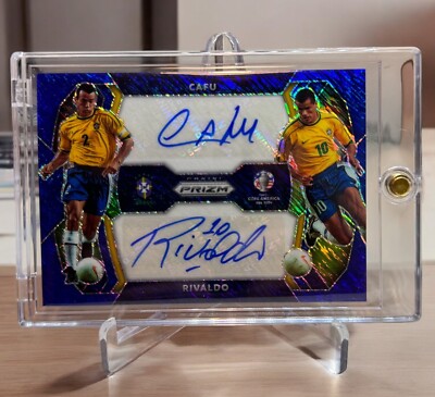 CAFU RIVALDO 2024 Prizm Copa America Dual Signatures FOTL Blue 