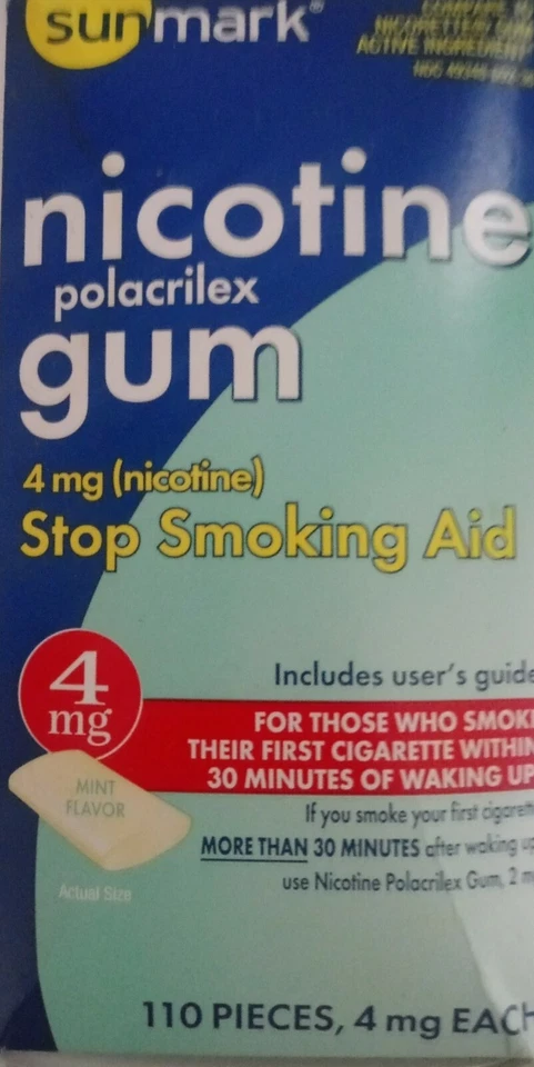 nicotine gum 4mg mint flavor stop smoking aid 110 chewing pieces per box - Image 2 of 4