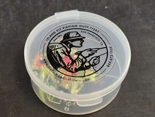Leland Outfitters Fly Fishing Fly Lot Of 13 Flies In Clear Round Plastic Box