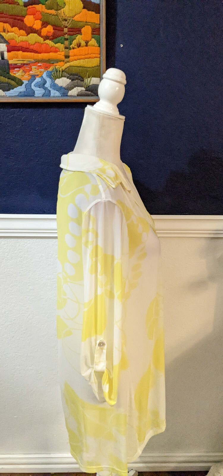 John Mark Long Tunic Button Collared Yellow Sheer… - image 7