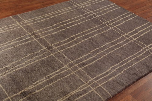 Unique Luxury Hand-Knotted Moroccan Rug Brown Bedroom Centerpiece 5x8 ft - Picture 8 of 21