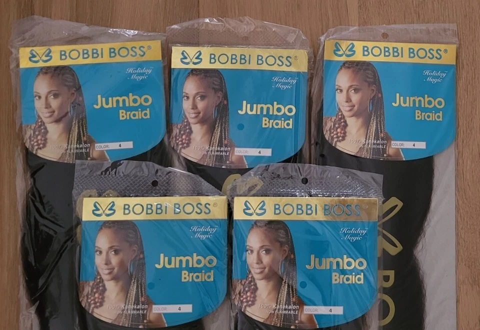 (5 PACK) BOBBI BOSS BRAIDING HAIR 100% KANEKALON JUMBO BRAID #4-DARK BROWN NEW - Image 2 of 4