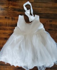 New Baby Girls Baptism Christening Triple Layer Girl White Dress 6 Months
