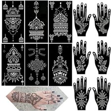 12 Sheets Henna Tattoo Stickers Waterproof Temporary Tattoo Stencil Sets