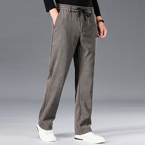 Mens Trousers Fleece Lined Thermal Casual Elastic Waist Work Walking Pants - Picture 15 of 25
