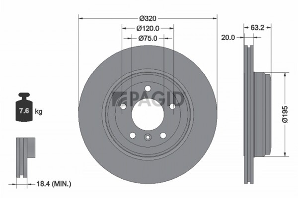 2X Pagid Bremsscheibe 54227NC FüR Bmw 5Er E60 Touring E61 6Er E64 E63 520 523-image