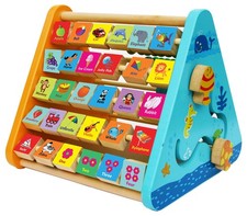 TOWO Wooden Activity Centre Triangle Toys - flip Flop Alphabet Blocks Abacus ...