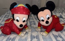 Vintage Mickey Mouse Crawling Baby Plush Mattel 90s Tested Working Lot 2