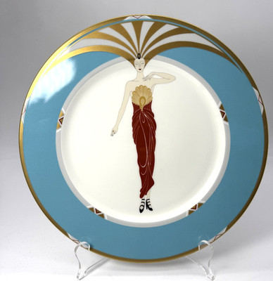 Exquisite Bone China Large Cabinet  Le Soleil Turquise  Plate, Erté, 1985