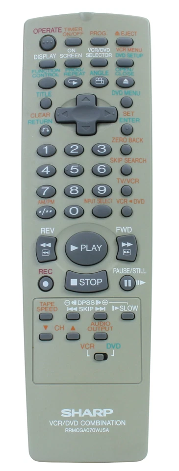 Sharp RRMCGA070WJSA  Télécommande d'origine pour Combiné  VHS / DVD (Réf#P-175) - Photo 1/1