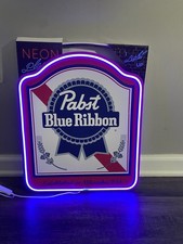 New Pabst LED Neon Sign 16" x 18.75" Breweriana Plaque Light Up