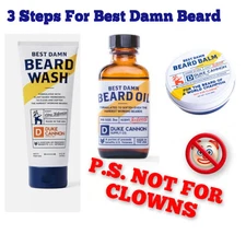 3 PACK Duke Cannon Supply Co Best Damn Beard Wash, BEARD OIL, BEARD BALM, 3 STEP