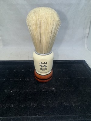 Rare VINTAGE DUBL DUCK 300 SHAVING BRUSH CREAM & Woodtone BRISTLE Made W Germany
