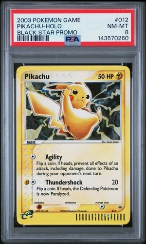 2003 POKEMON BLACK STAR PROMO #012 PIKACHU-HOLO PSA 8