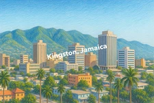 Kingston, Jamaica Coloured Pencil Art (AI GENERATED IMAGE)
