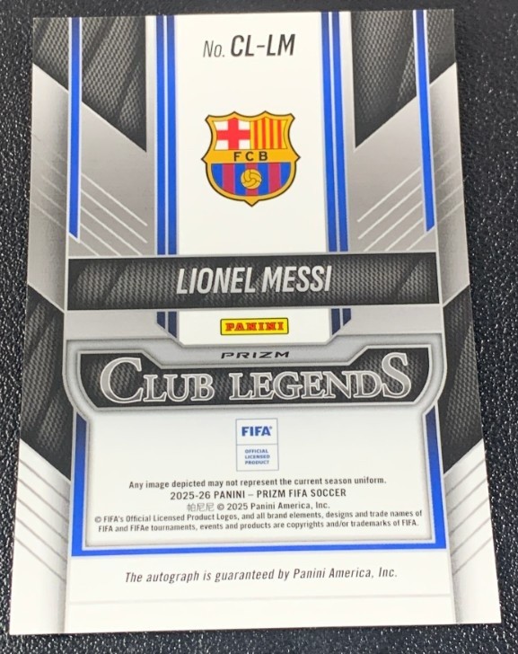 Lionel Messi 2025-26 Panini Prizm FIFA Club Legends Choice Auto #CL-LM view 2
