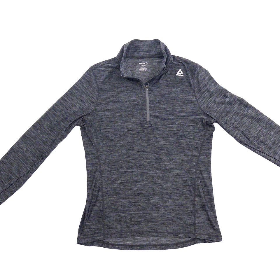 Pulôver Reebok masculino L/G/G cinza 1/4 zíper camisa atlética manga longa poli/elastano - Imagem 4 de 4