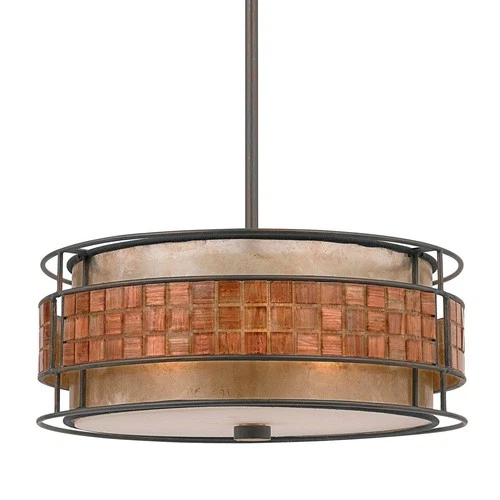 Quoizel Naturals 16" Wide Mica Mosaic Drum Pendant Light - Picture 2 of 6