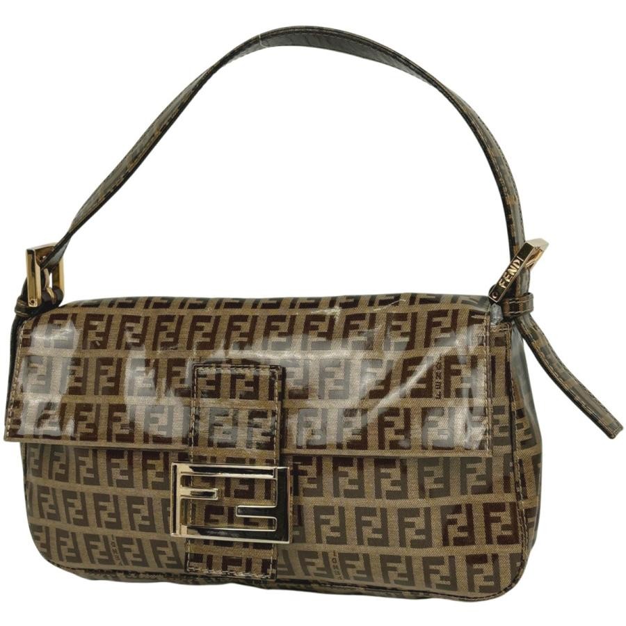 FENDI Zucchino Mamma Baguette Handbag Brown Coated Canvas 26424 #BS1044