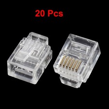 20pcs RJ12 6P6C Modular Network Crimping Ethernet Cord Wire Adapter Connector