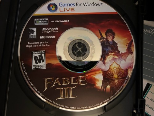 Fable III Microsoft Studios PC DVD For Windows Product Key Usage Status Unknown