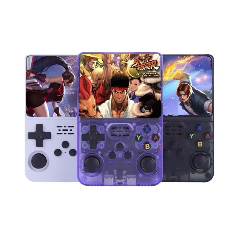 Console de jeux portable R36S avec carte TF 128 Go et écran de 3,5 pouces en noir