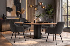 4 x Ruby Dining Chairs - Charcoal Fabric - NEW