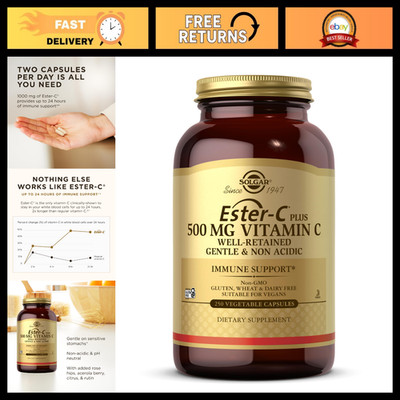 Ester-C Plus 500mg Vitamin C Supplement, Immune Support, 250 Servings, Ascorbate