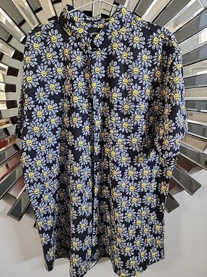 Molokai smiley flowers black extra extra large button up shirt