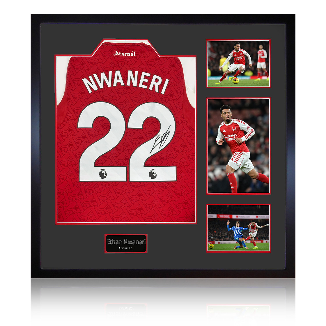 Ethan Nwaneri Signed Arsenal Shirt Elite Frame