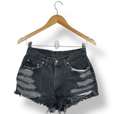 Vintage Levi's 512 Shorts Denim Distressed Black Wash Women's Size 29