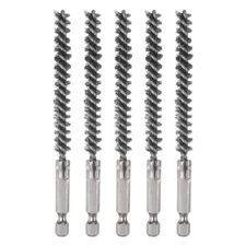 5 x Bore Brush Stainless Steel 8mm Dia Cleaning Twisted Wire 1/4" Hex Shank