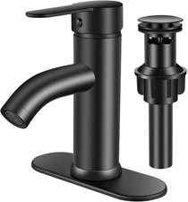 Black Single Handle Bathroom Faucet with Pop-Up Drain for Easy Cleaning
