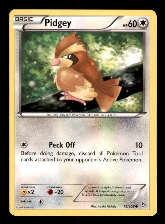 Pidgey 75/106 Common Flashfire Pokemon Moderately Played