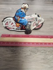 1960's Tin LITHO Police Friction Toy Motorcycle Japan