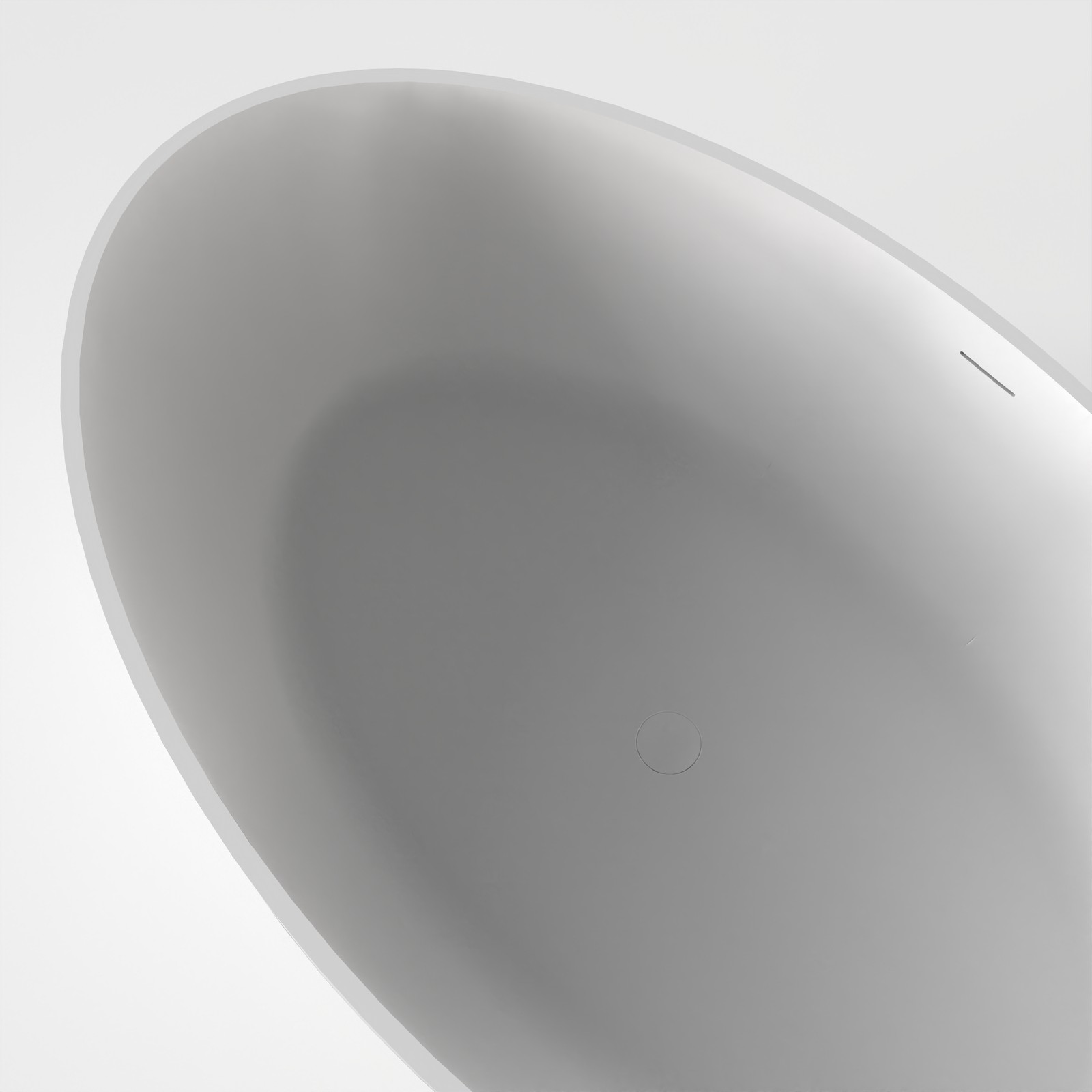 67" Solid Surface Freestanding Bathtub Oval Soaking Tub W/Overflow  Pop-up Drain